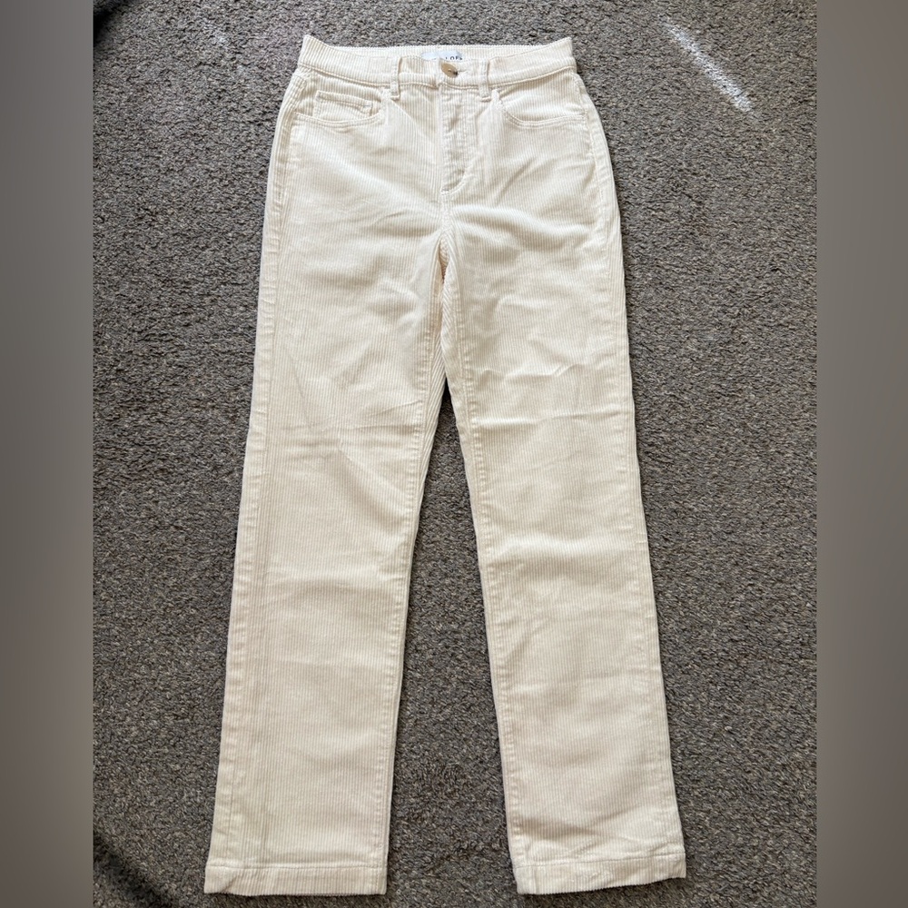 LOFT Ivory Cream Straight Leg Corduroy Pants - Picture 3 of 10